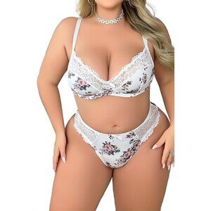 WOMEN'S Roses Sexy Lace Push Up Bra & Babydoll Nightwear Lingerie Set